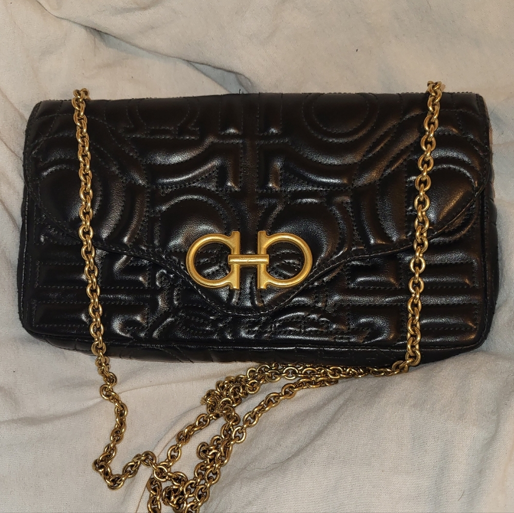 Ferragamo Gancini Matelassé Leather Shoulder Bag